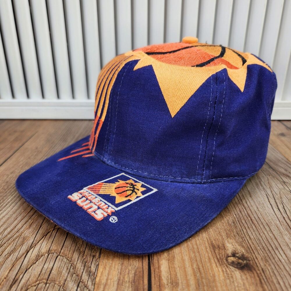 VINTAGE 90s The Game Phoenix Suns Big Logo Snapback Hat Purple NBA Team Ball Cap